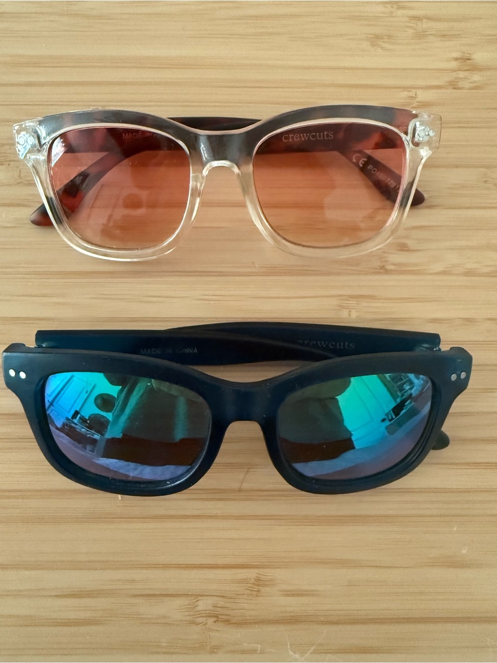 crewcuts Kids Sunglasses: Clear Frame/Brown Lenses & Blue Frame/Blue Lenses